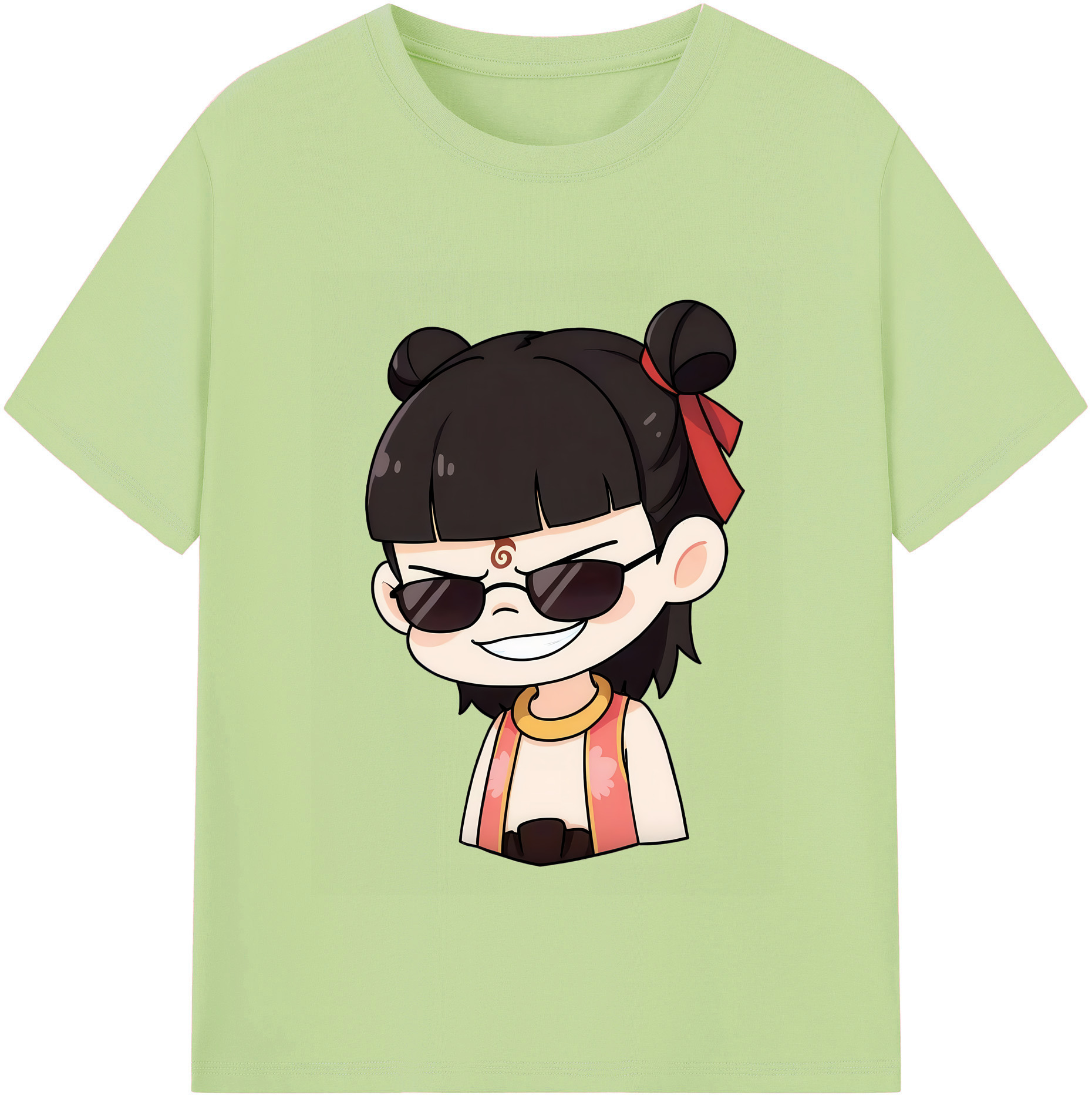 （画像用） Ne Zha 2 ナタ 魔童の大暴れ 綿100％半袖Tシャツ（フロントプリント）